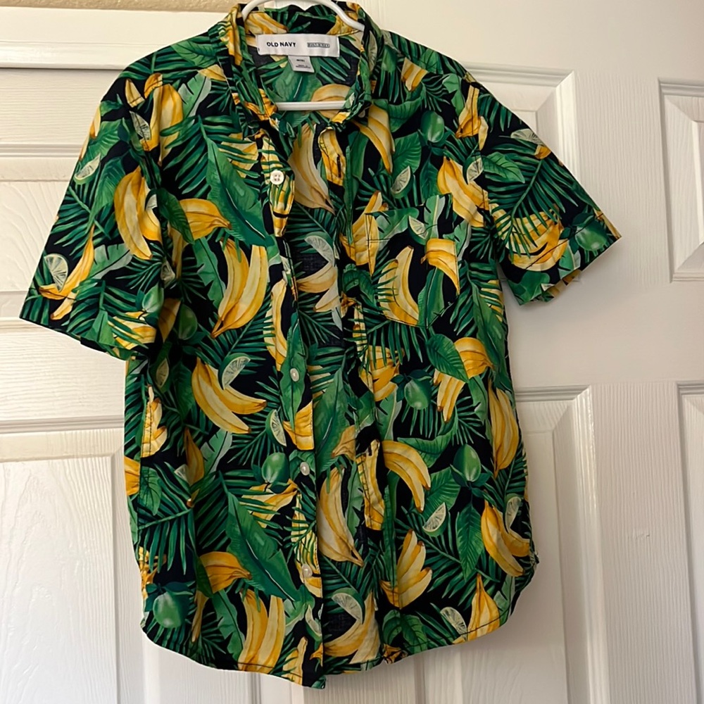 Boys button down banana shirt